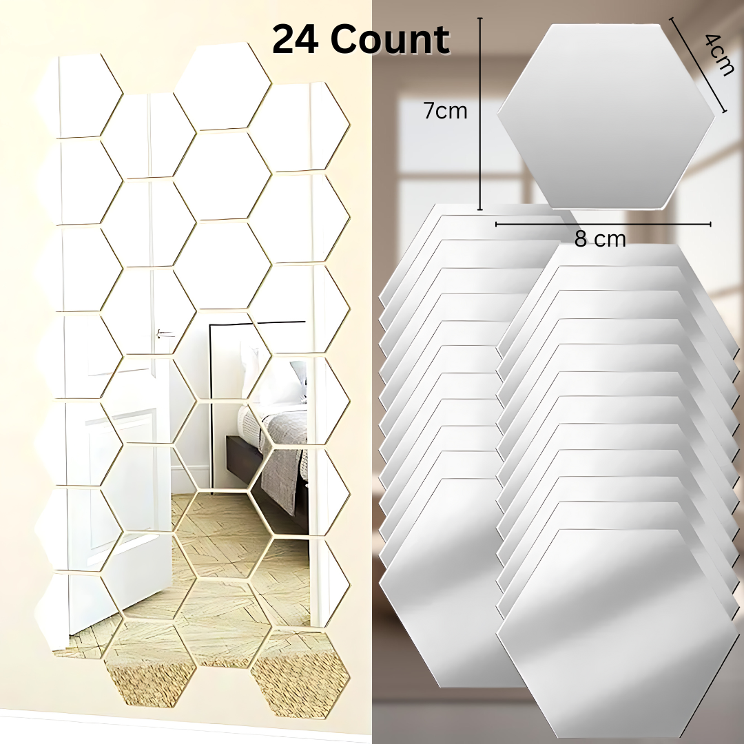 Decorative Hexagon Mirror Stickers