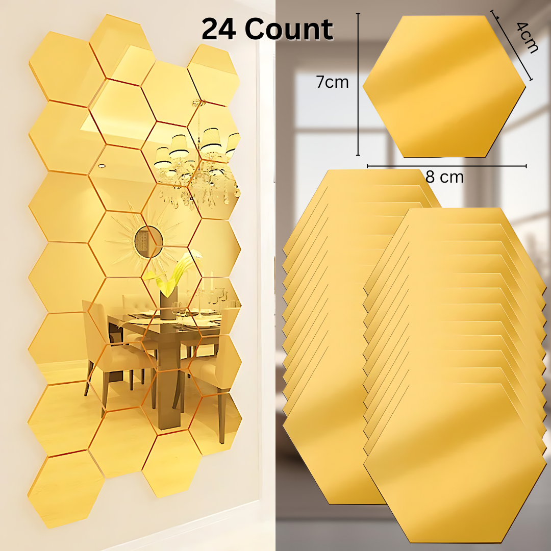 Decorative Hexagon Mirror Stickers