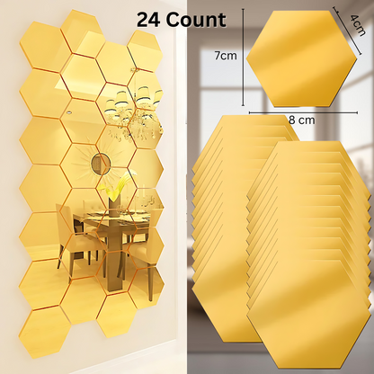 Decorative Hexagon Mirror Stickers