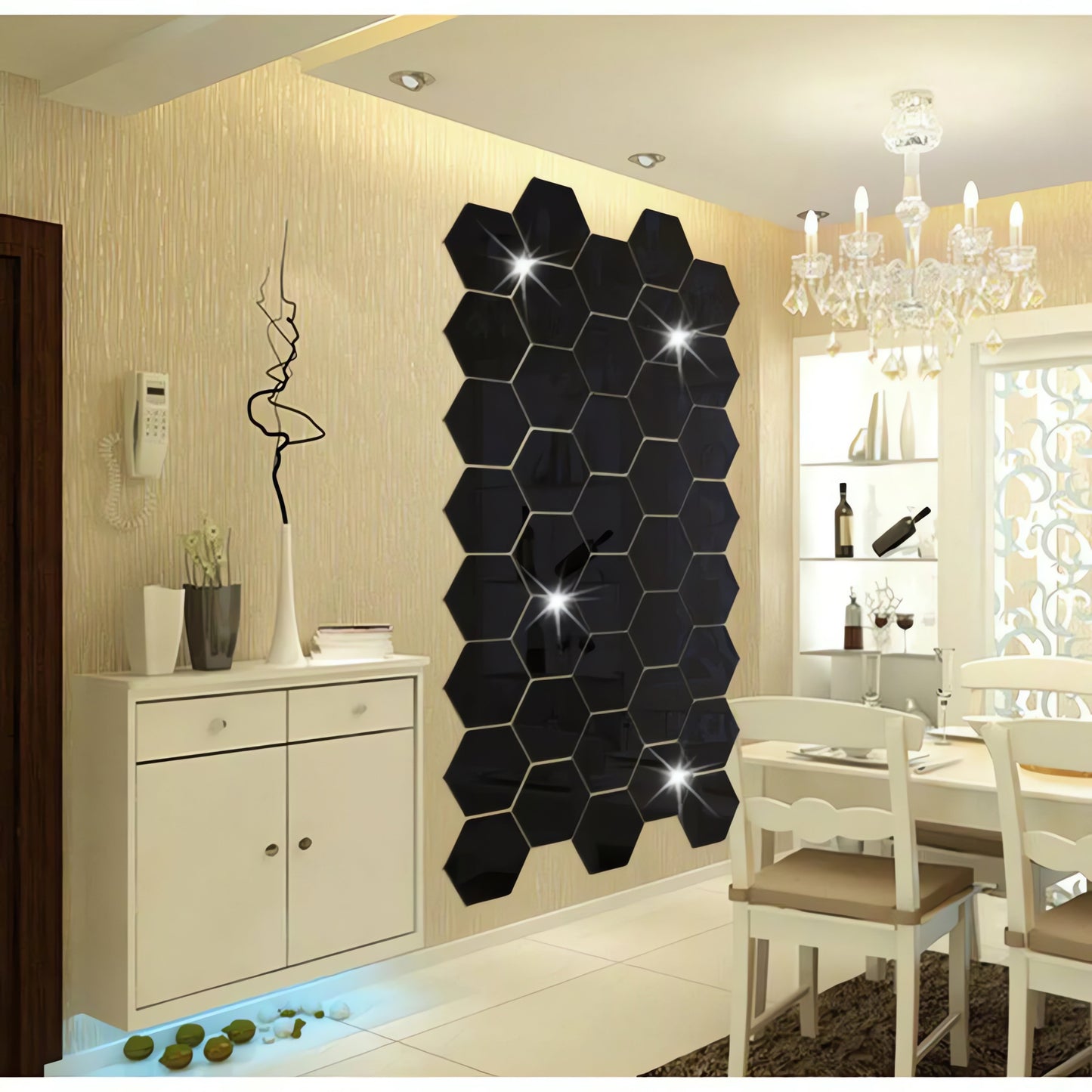 Decorative Hexagon Mirror Stickers