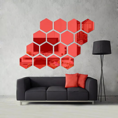 Decorative Hexagon Mirror Stickers