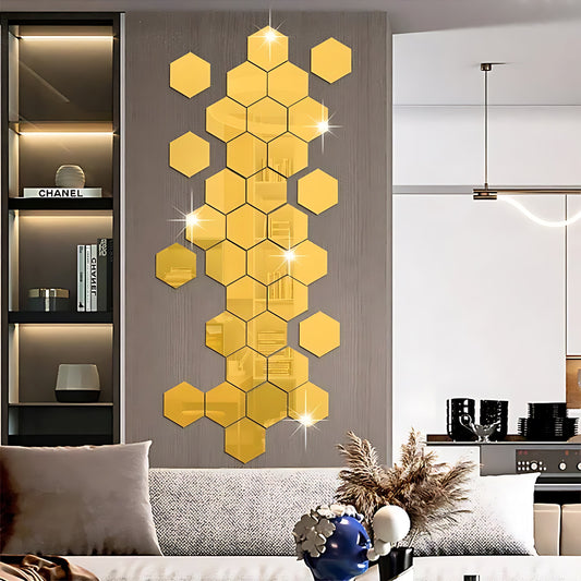 Decorative Hexagon Mirror Stickers