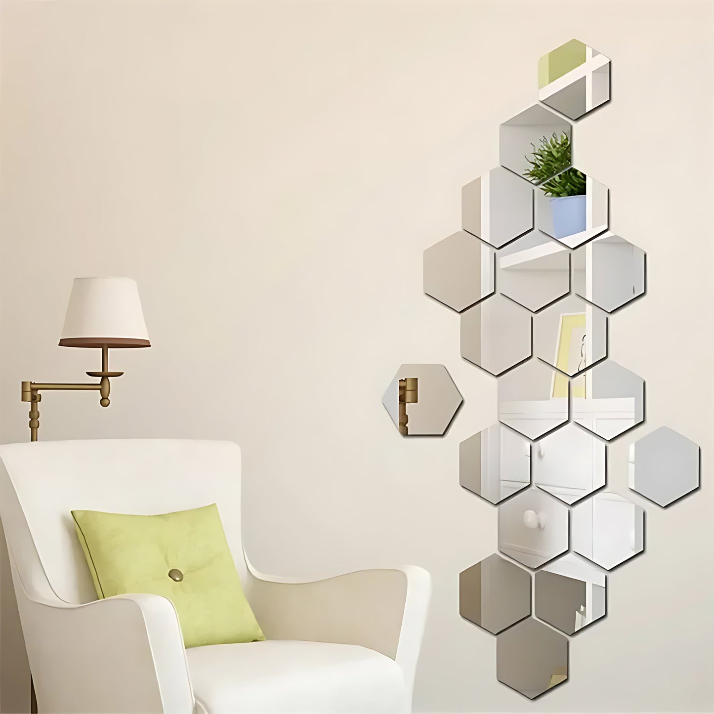 Decorative Hexagon Mirror Stickers